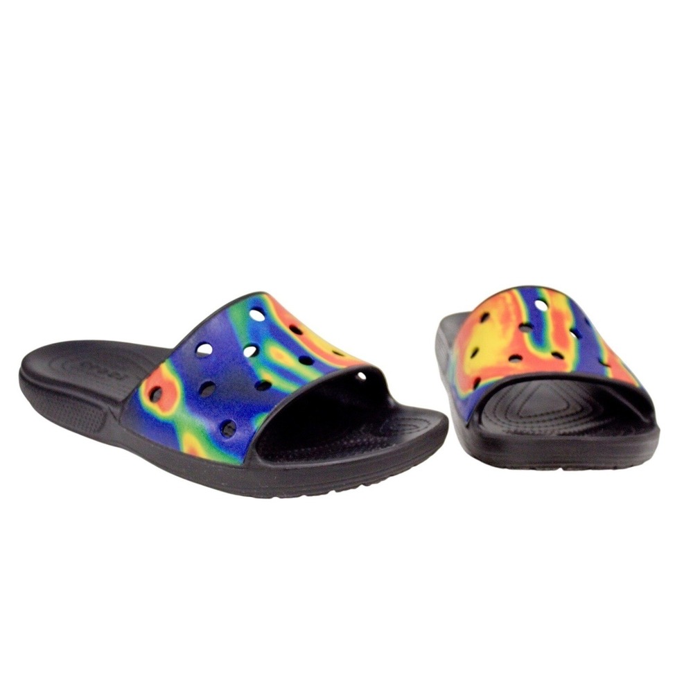 Crocs Classic Slide Tie Dye Multicolor Comfort Slip Ons Mens Size 11 Flip Flop - Picture 9 of 10